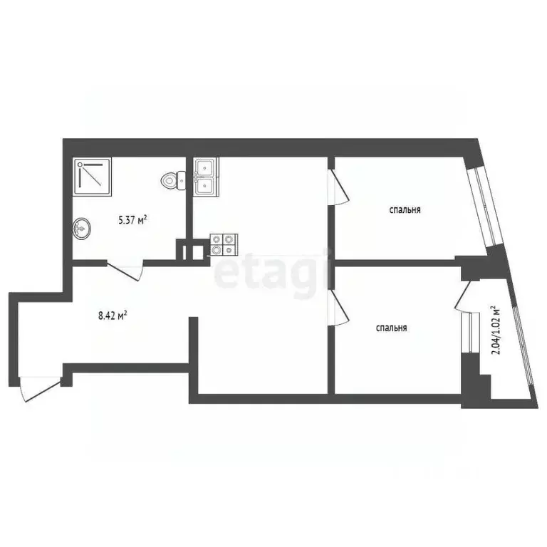 2-к кв. Ростовская область, Ростов-на-Дону Красноармейская ул., ... - Фото 1