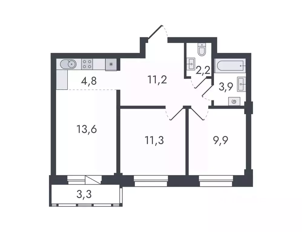 3-к кв. Кировская область, Киров ул. Чистопрудненская, 13 (60.2 м) - Фото 1
