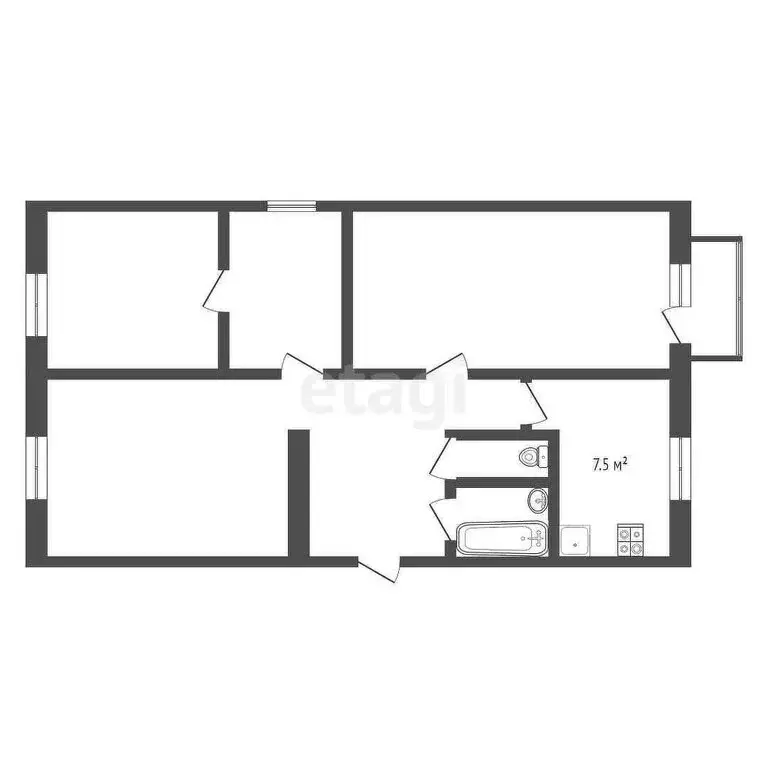 3-комнатная квартира: Ухта, проспект Ленина, 24А (59.5 м) - Фото 1