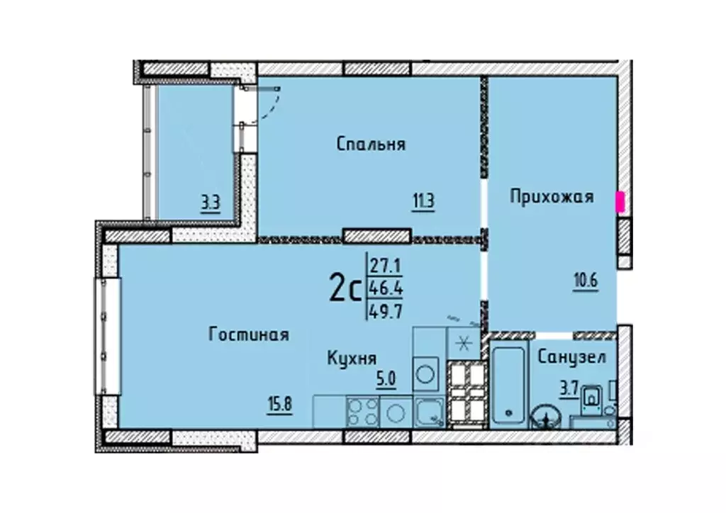Свободной планировки кв. Саратовская область, Энгельс  (49.7 м) - Фото 0