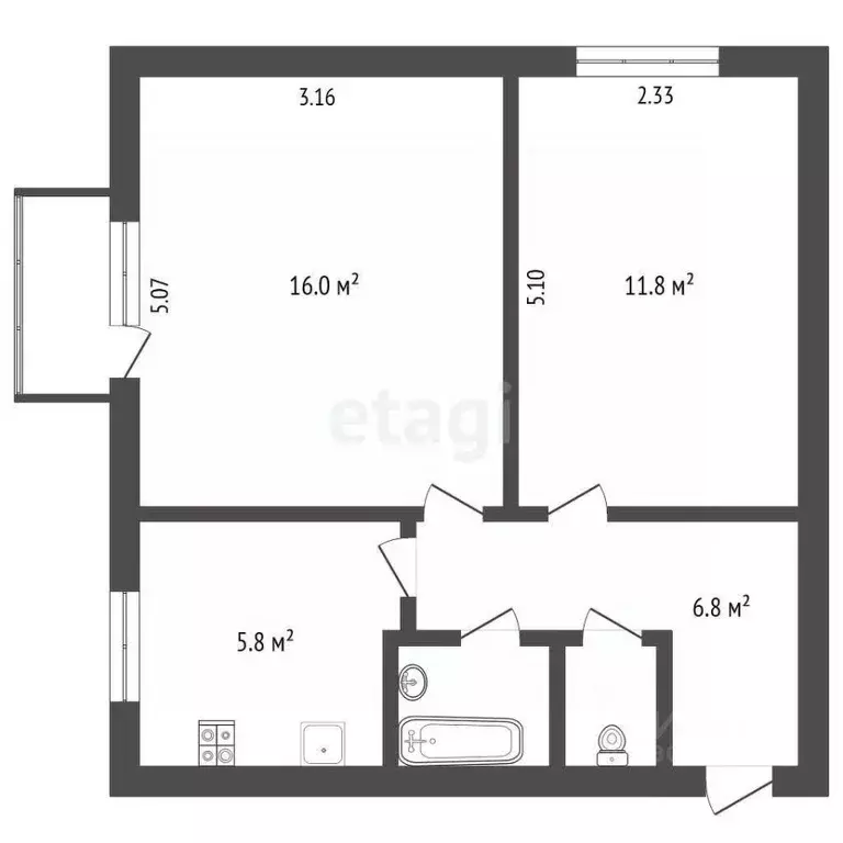 2-к кв. Ярославская область, Ярославль ул. Свердлова, 51 (44.3 м) - Фото 1