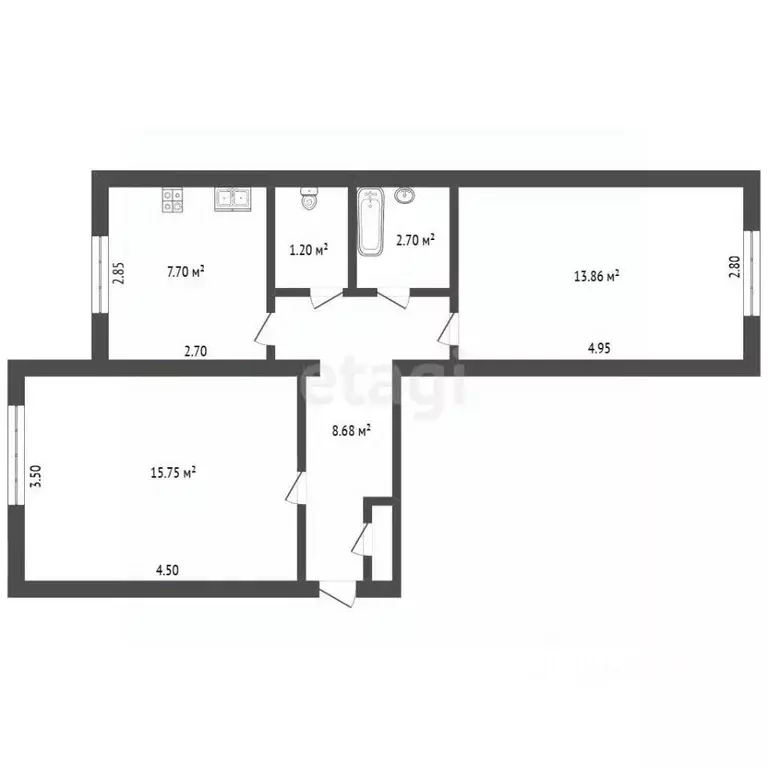 2-к кв. Ленинградская область, Сланцы ул. Кирова, 12 (49.89 м) - Фото 2