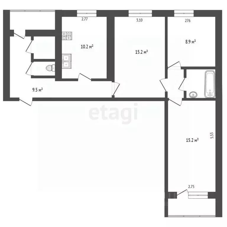 3-к кв. Калужская область, Калуга бул. Моторостроителей, 9 (66.5 м) - Фото 1