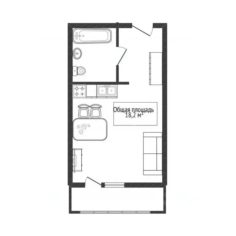 Студия Новосибирская область, Новосибирск ул. Забалуева, 90 (18.2 м) - Фото 2