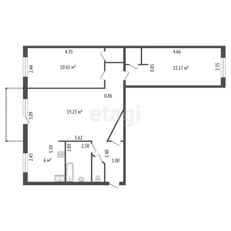 3-к кв. Санкт-Петербург Краснопутиловская ул., 68 (57.0 м) - Фото 1