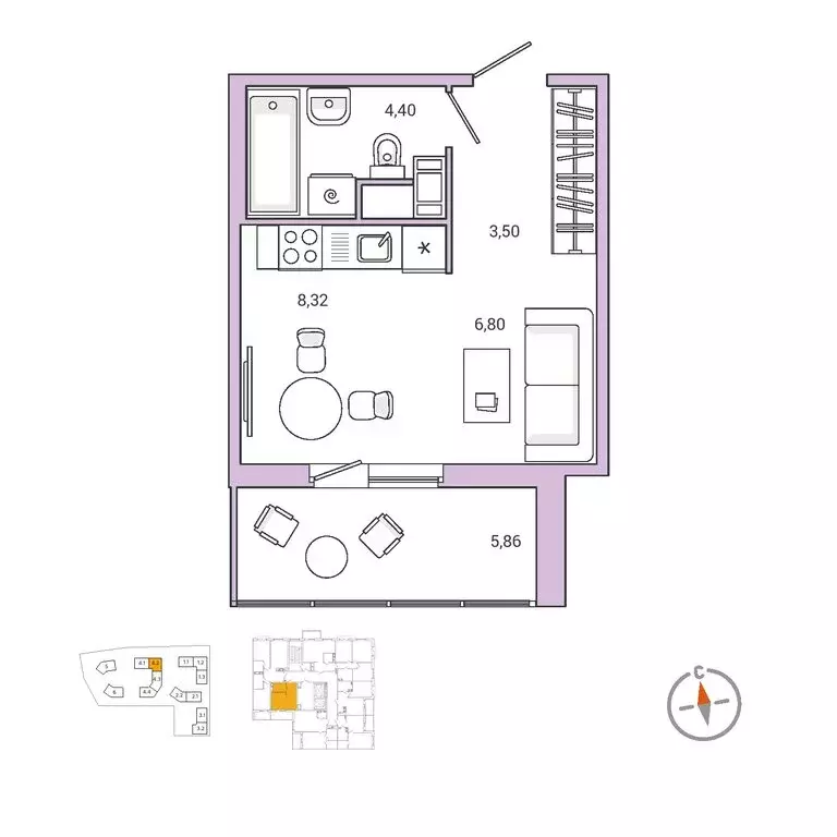 Квартира-студия: городской посёлок Янино-1, ЖК Янила Драйв (25.6 м) - Фото 1