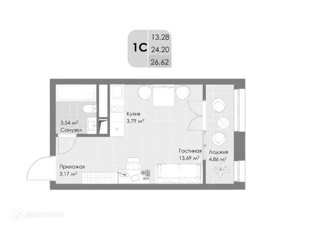Продаётся квартира-студия, 26.64 м - Фото 1