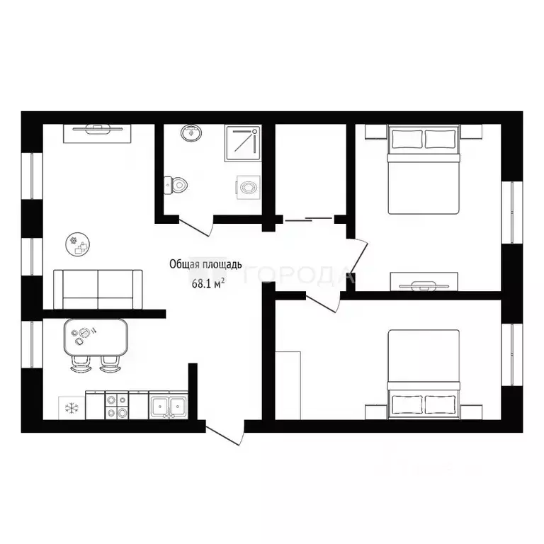 3-к кв. Новосибирская область, Новосибирск Сибирская ул., 31 (68.1 м) - Фото 1