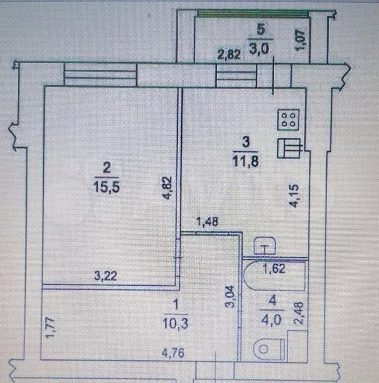 1-к. квартира, 41,6 м, 6/6 эт. - Фото 0