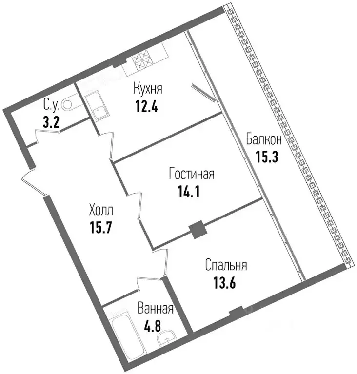 2-к кв. Санкт-Петербург ул. Эсперова, 10 (69.0 м) - Фото 2