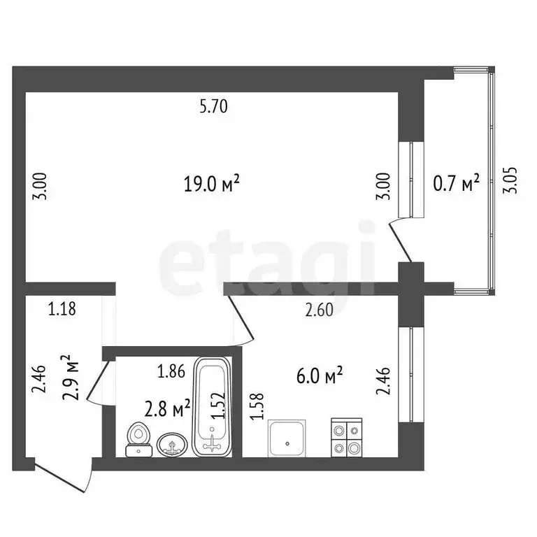 1-комнатная квартира: Стерлитамак, проспект Октября, 16 (30.7 м) - Фото 1