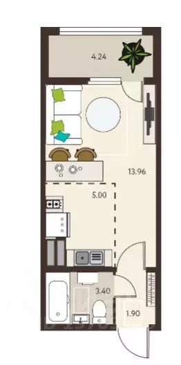 Студия Курская область, Курск ул. Энгельса, 115/3 (26.38 м) - Фото 2