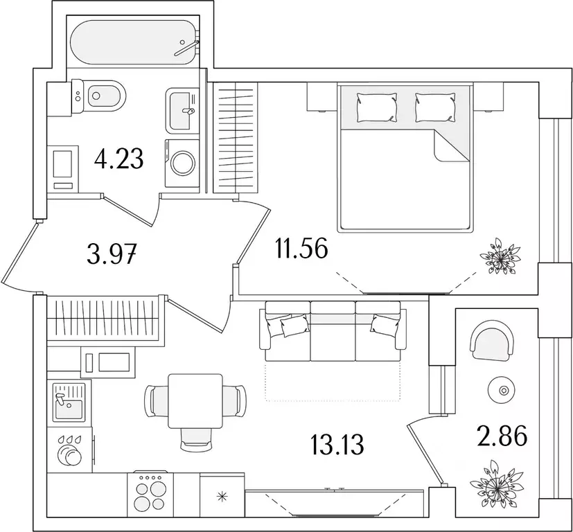 1-к кв. Санкт-Петербург Аурум жилой комплекс (34.32 м) - Фото 1