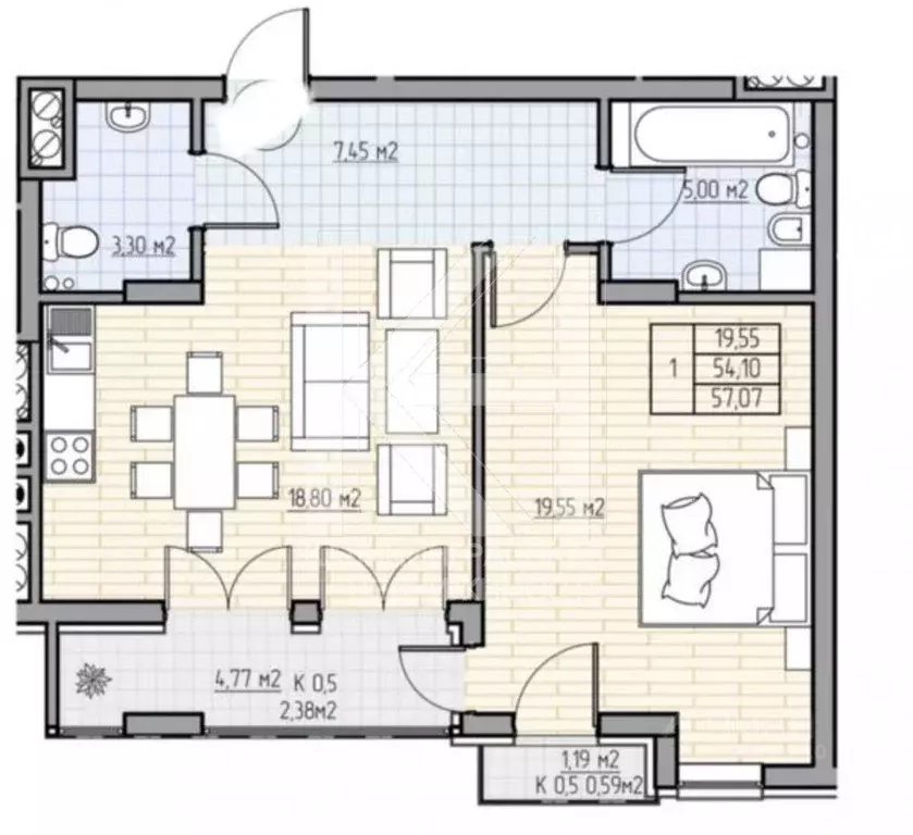 1-к кв. Калининградская область, Калининград просп. Калинина, 111 ... - Фото 2