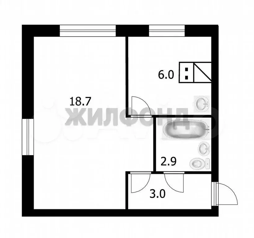 1-к. квартира, 30,6 м, 2/6 эт. - Фото 0