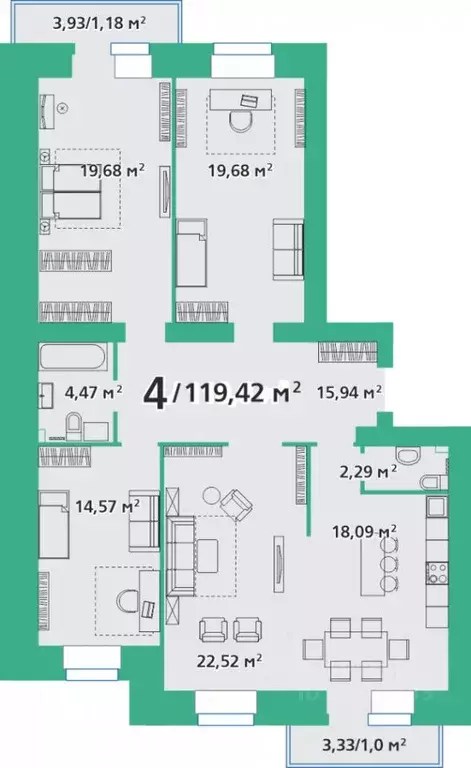 4-к кв. Красноярский край, Красноярск ул. Березина, 82Д (120.56 м) - Фото 0