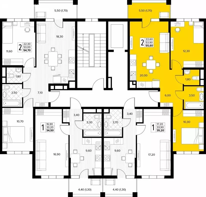 2-комнатная квартира: Сукко, жилой комплекс Кипарис (55.6 м) - Фото 2