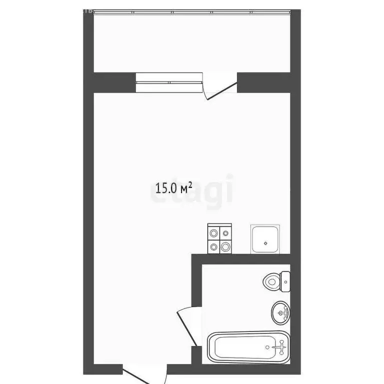 Квартира-студия: Тюмень, Интернациональная улица, 199 (20 м) - Фото 1