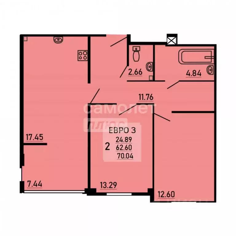 2-к кв. Липецкая область, Липецк Студеновская ул., 23Б (62.8 м) - Фото 2