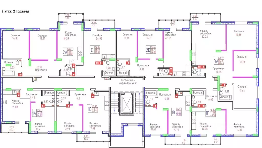 2-к кв. Самарская область, Тольятти ул. Маршала Жукова, 60 (69.78 м) - Фото 2