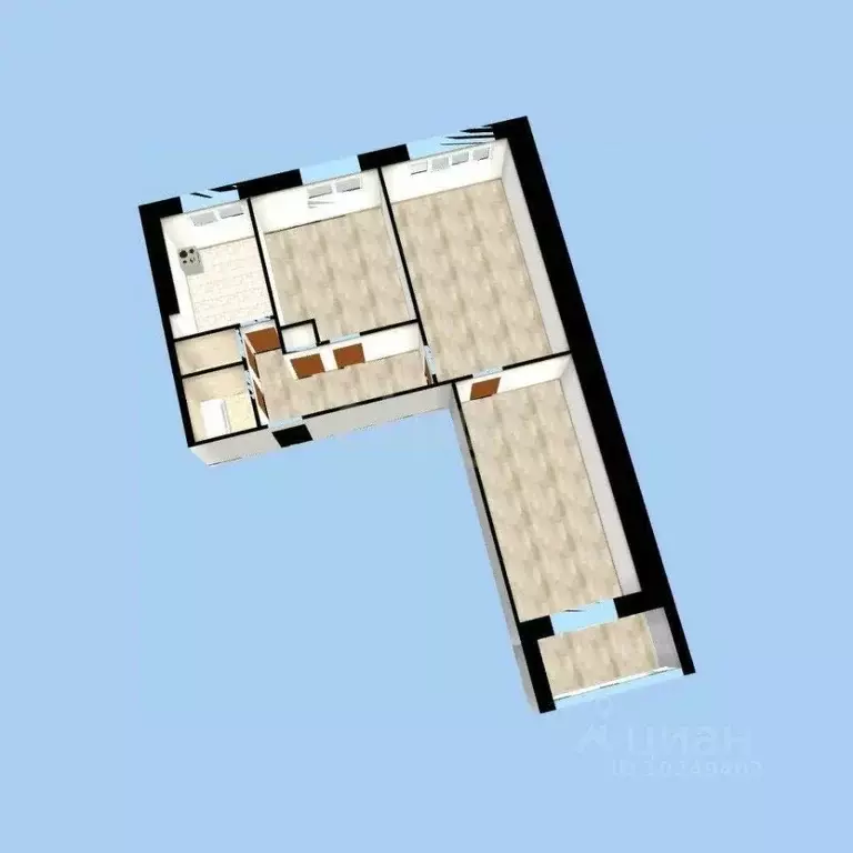 3-к кв. Башкортостан, Уфа Российская ул., 163/4 (60.3 м) - Фото 2