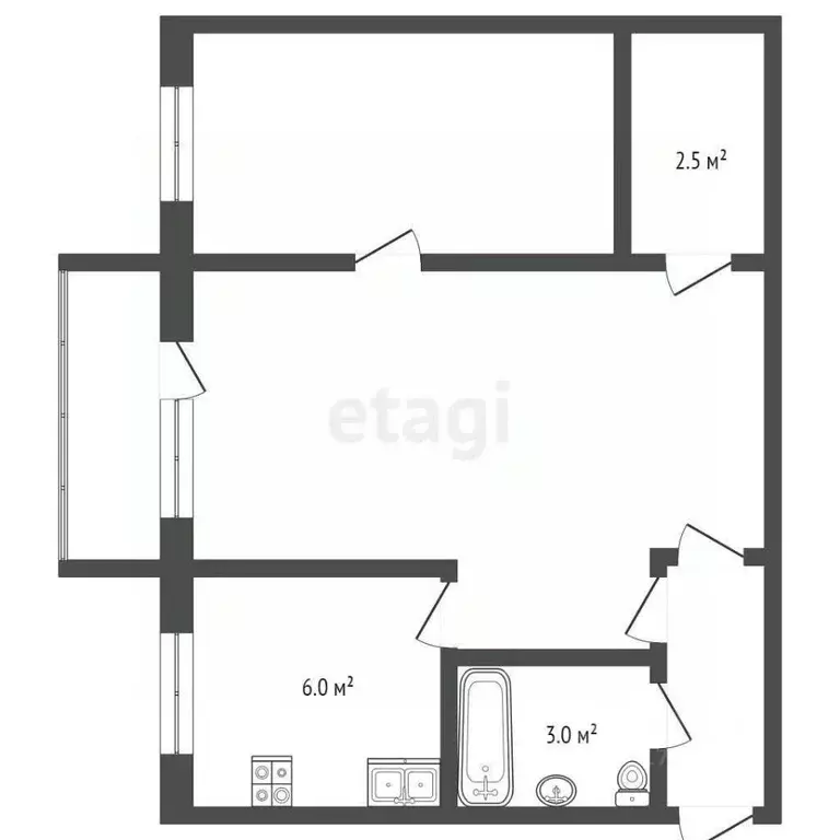 2-к кв. Хабаровский край, Хабаровск Южный мкр, ул. Ворошилова, 6 (53.4 ... - Фото 2