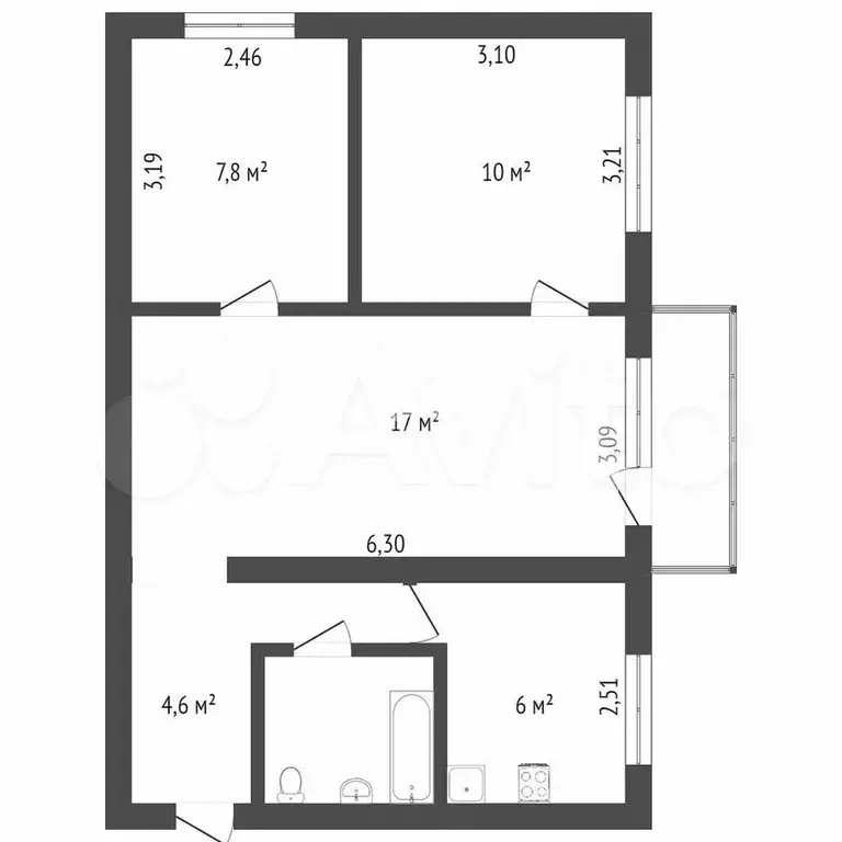 3-к. квартира, 50,2 м, 5/5 эт. - Фото 0