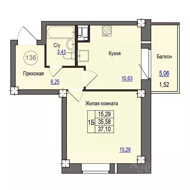 1-к кв. Псковская область, Псковский район, Завеличенская волость, д. ... - Фото 1
