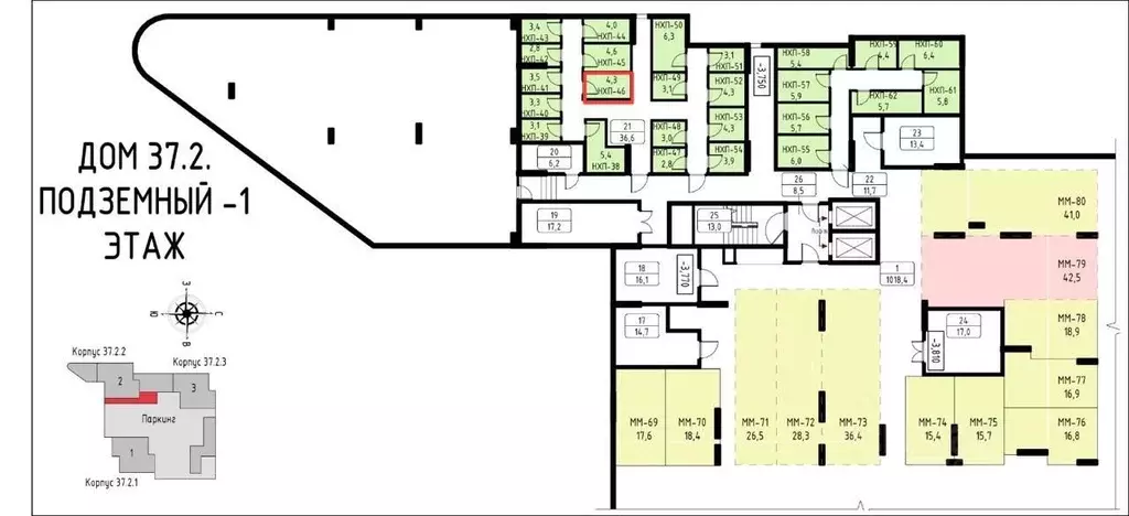 Гараж в Москва Скандинавия жилой комплекс, 37.2.2 (4 м) - Фото 1