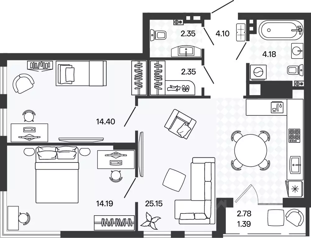 2-к кв. Калининградская область, Гурьевский муниципальный округ, пос. ... - Фото 1