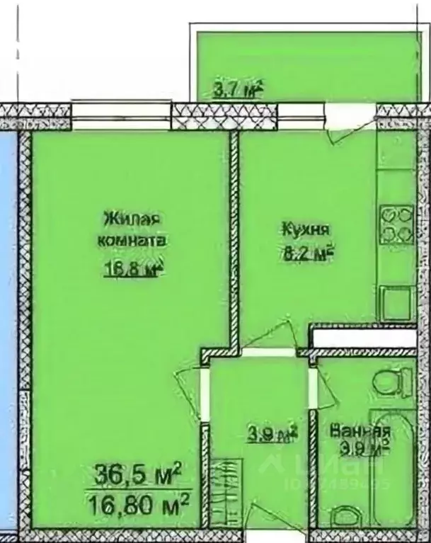 1-к кв. Краснодарский край, Анапа Парковая ул., 64к3 (36.0 м) - Фото 2