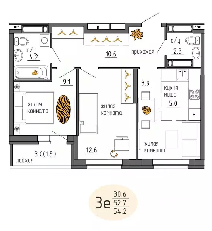 3-к кв. Пермский край, Пермь Ижевская ул., 38 (54.2 м) - Фото 1