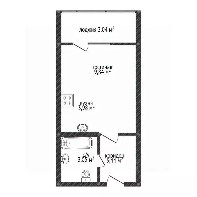 Студия Башкортостан, Уфа Бакалинская ул., 4 (22.4 м) - Фото 1
