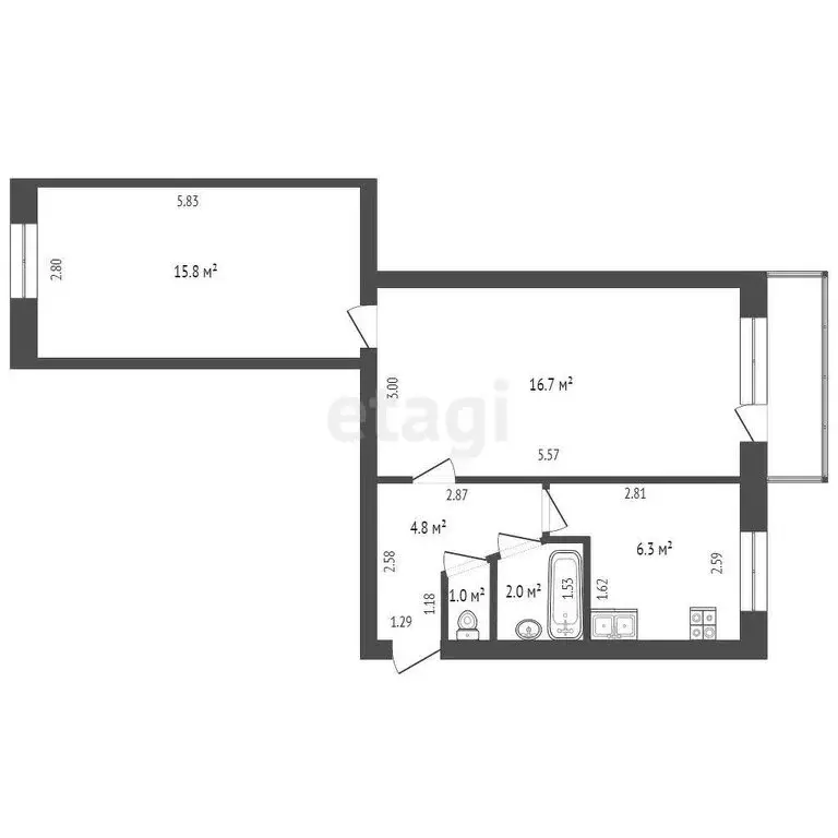 2-комнатная квартира: Пермь, улица Старцева, 35/3 (48 м) - Фото 0