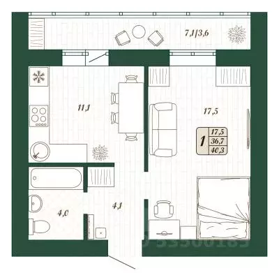 1-к кв. Самарская область, Волжский район, Смышляевка городское ... - Фото 1