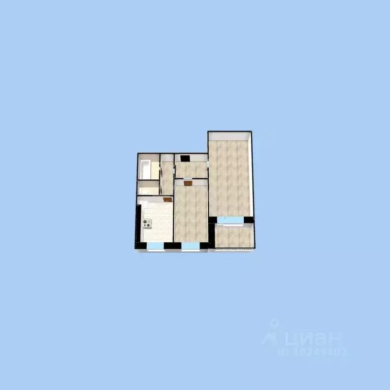 2-к кв. Башкортостан, Уфа ул. Юрия Гагарина, 66 (43.1 м) - Фото 1