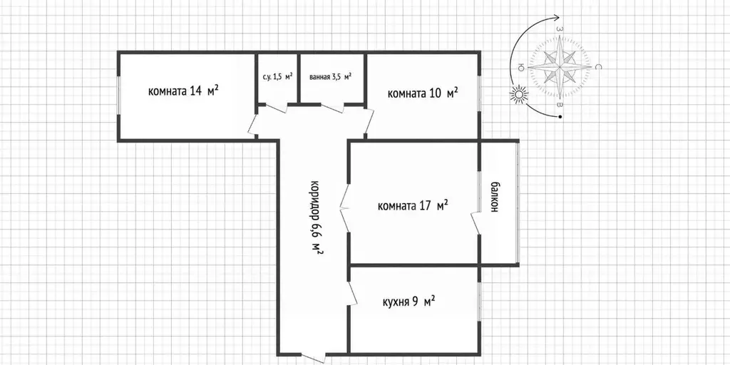 3-к кв. Адыгея, Майкоп Пионерская ул., 391 (61.6 м) - Фото 2