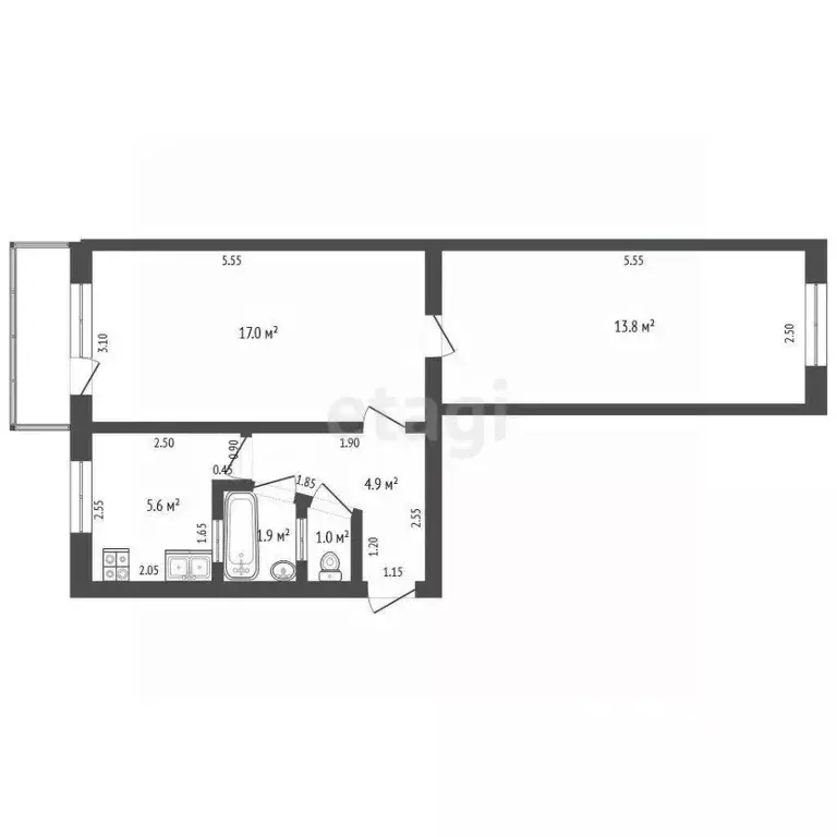 2-к кв. Мордовия, Рузаевка бул. Горшкова, 3 (44.2 м) - Фото 1