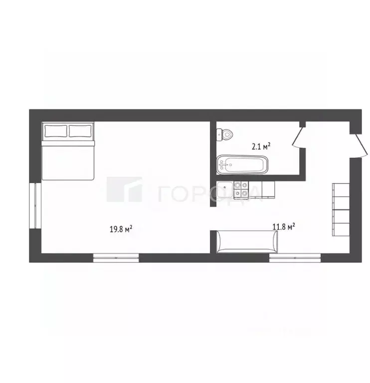 1-к кв. Алтайский край, Барнаул ул. Профинтерна, 18 (33.7 м) - Фото 2