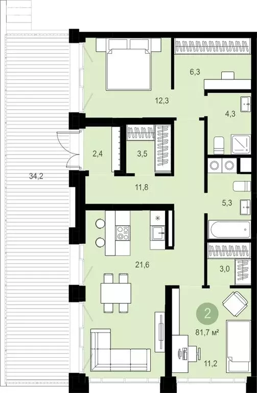 2-комнатная квартира: Новосибирск, улица Никитина, 10к3 (123.27 м) - Фото 0