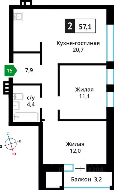 2-к кв. Московская область, Красногорск городской округ, д. Аристово ... - Фото 1