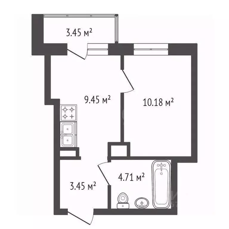 1-к кв. Санкт-Петербург просп. Энгельса, 29 (28.8 м) - Фото 1