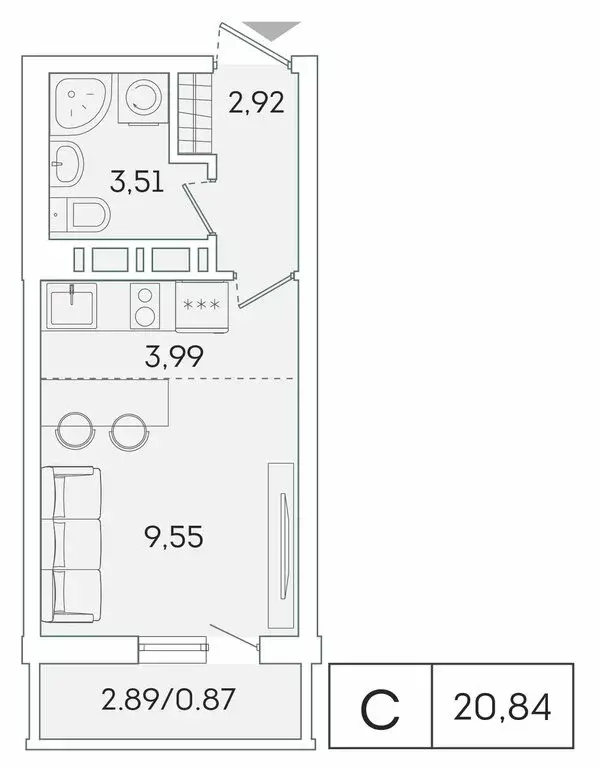 Квартира-студия: Мурино, Графская улица, 6к1 (20.1 м) - Фото 0