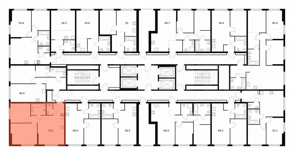 2-к. квартира, 58,3 м, 19/32 эт. - Фото 1