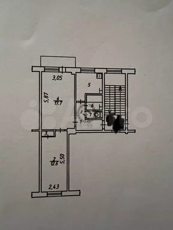 2-к. квартира, 44,7 м, 2/5 эт. - Фото 0