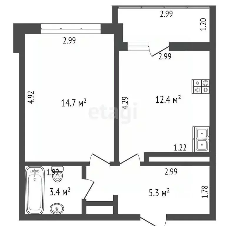1-к кв. Тюменская область, Тюмень ул. Николая Зелинского, 19 (36.9 м) - Фото 2