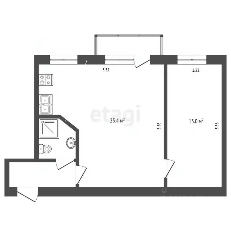 2-к кв. Вологодская область, Вологда Московская ул., 37 (44.5 м) - Фото 2