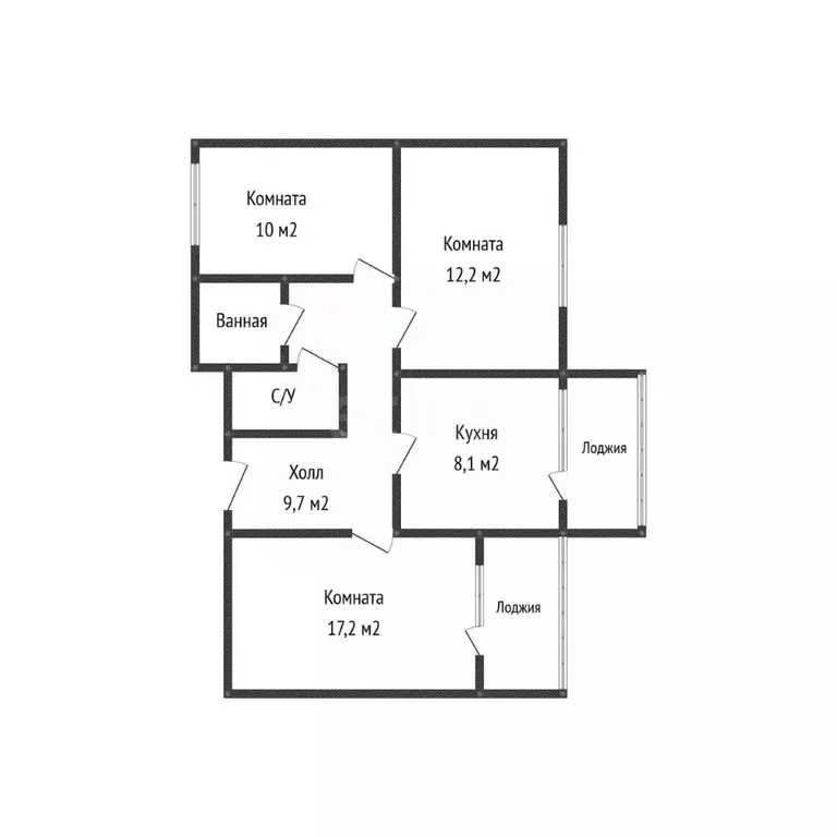 3-к кв. Псковская область, Псков ул. Байкова, 7 (62.8 м) - Фото 2