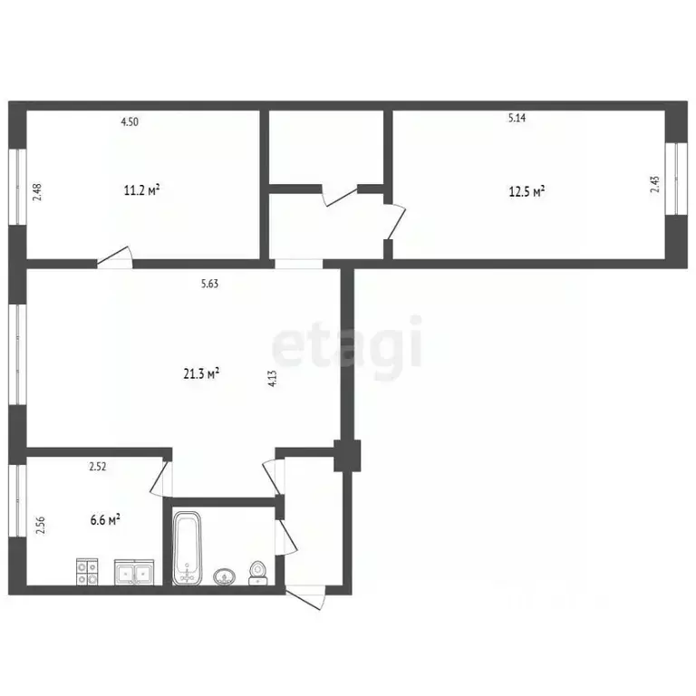 3-к кв. Калужская область, Калуга ул. Бутомы, 3 (60.1 м) - Фото 2
