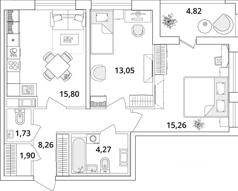 2-к кв. Санкт-Петербург Кубинская ул., 82к3с1 (63.1 м) - Фото 0